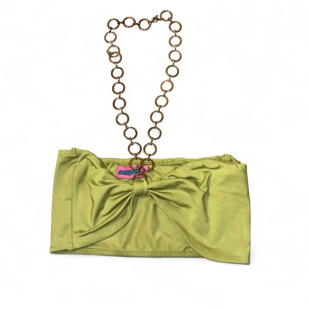 Edikted Green Crop Top with Chain Detail